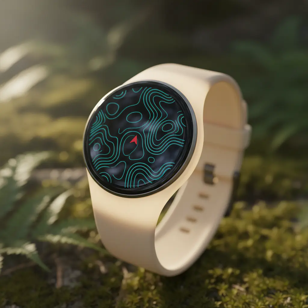 Close up of a smart GPS wristband